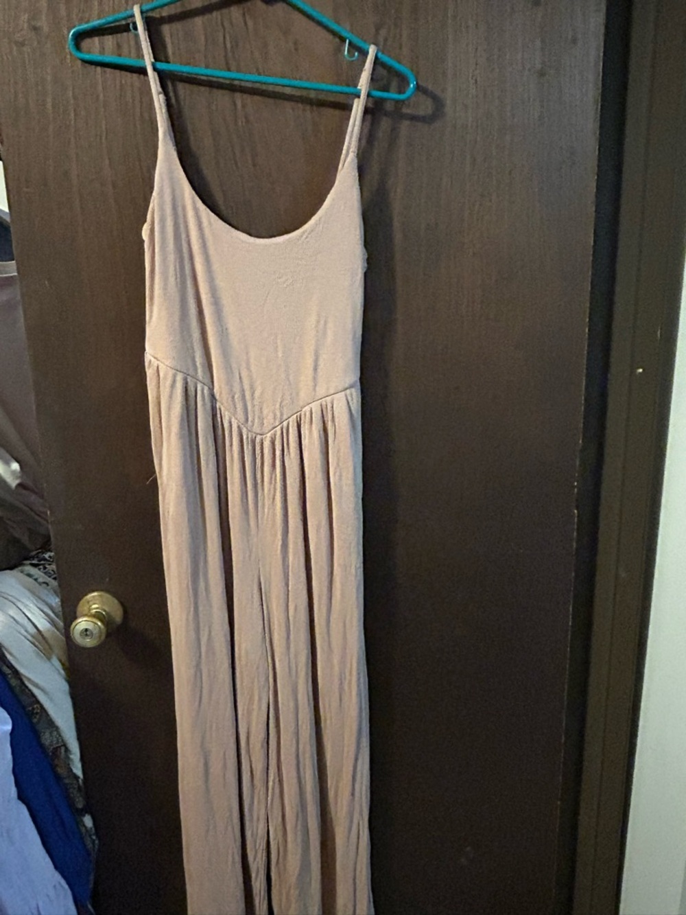 Women’s Beige Maxi Slip Dress with Spaghetti Straps
